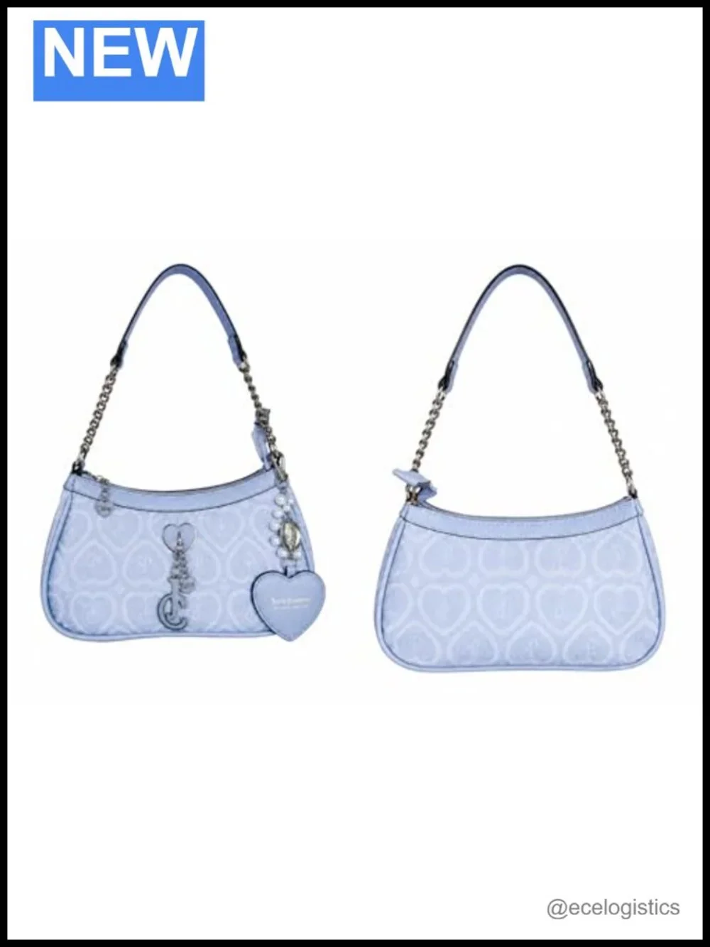 Faux Leather Bubble Pop Shoulder Bag with JC Charm, Heart Coin Pouch & Pearl